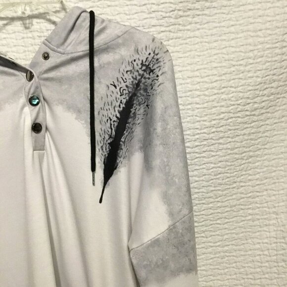 VIEACTIVEWEAR Hooded Sweatshirt Drop Shoulder Oversize Pullover Size Large Gray - Picture 3 of 11